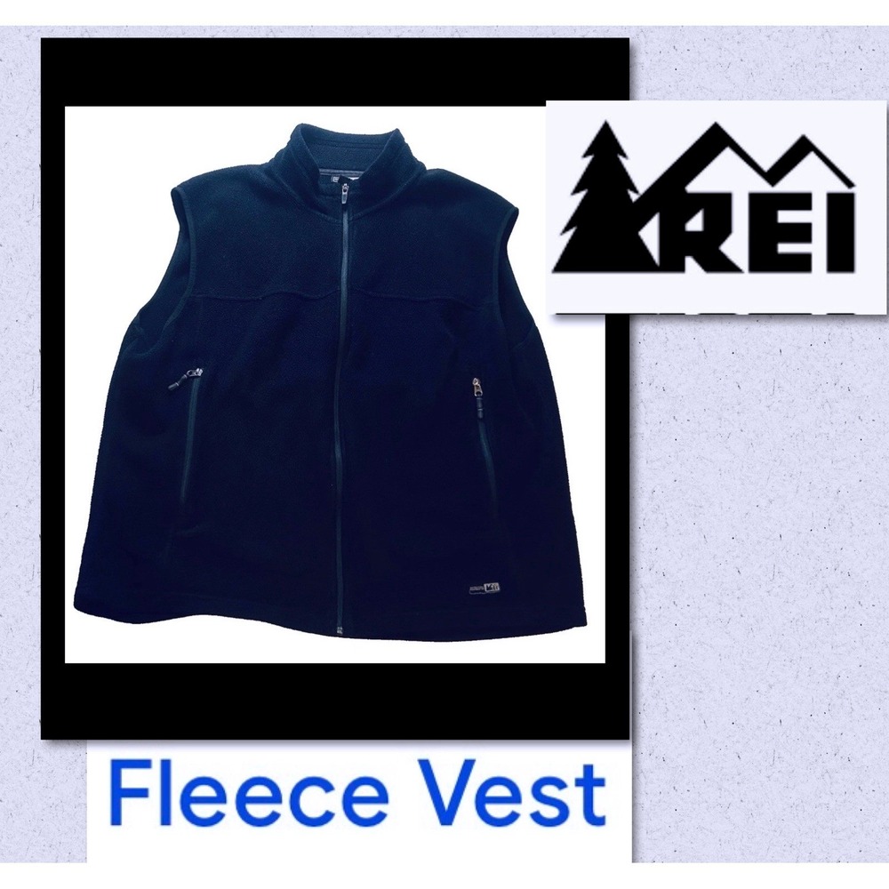 REI Vest Men's XXL Black Polartec Fleece Full Zip 2X Sleeveless Fleece Jacket